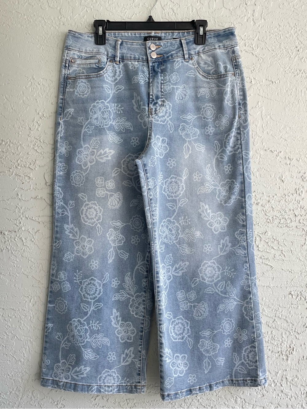 Curve Appeal Paisley Floral Print High Rise Wide Leg Jeans